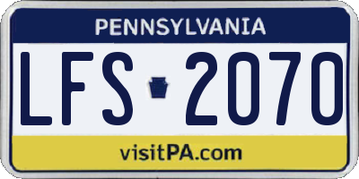 PA license plate LFS2070