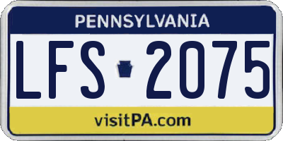 PA license plate LFS2075