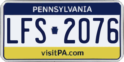 PA license plate LFS2076