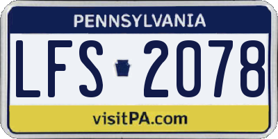 PA license plate LFS2078