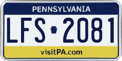 PA license plate LFS2081