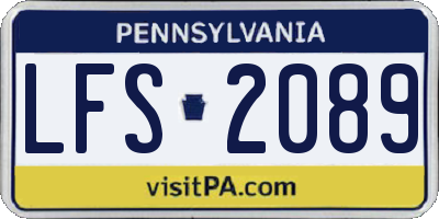 PA license plate LFS2089