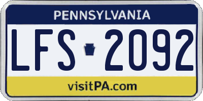 PA license plate LFS2092
