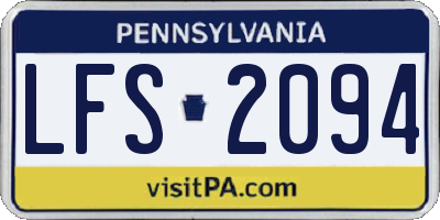 PA license plate LFS2094