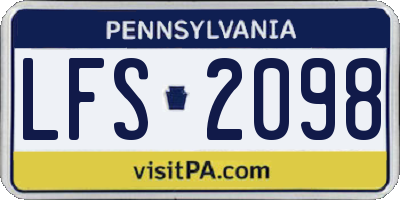 PA license plate LFS2098