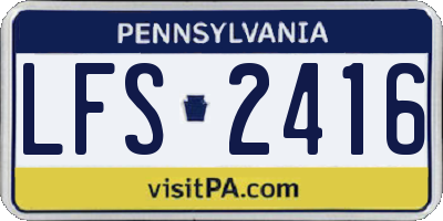 PA license plate LFS2416