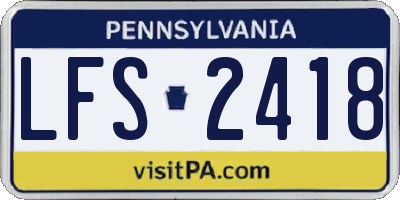 PA license plate LFS2418