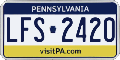 PA license plate LFS2420