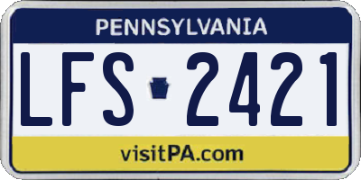 PA license plate LFS2421