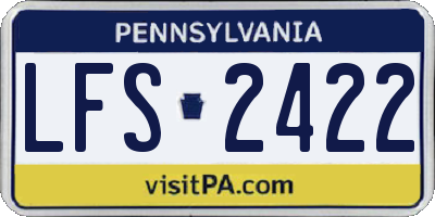 PA license plate LFS2422