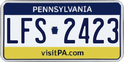 PA license plate LFS2423