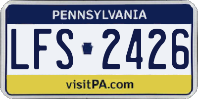 PA license plate LFS2426