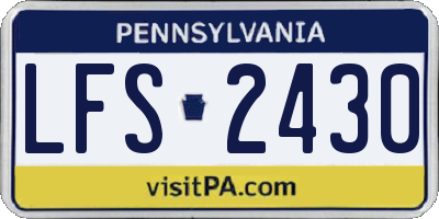 PA license plate LFS2430
