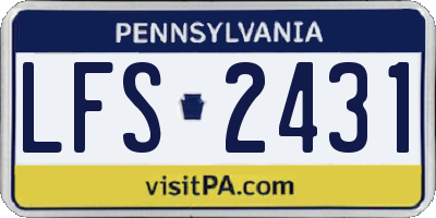 PA license plate LFS2431