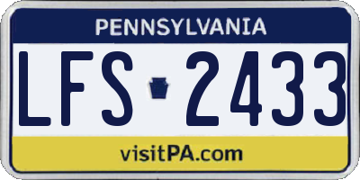 PA license plate LFS2433