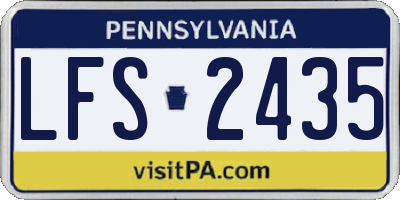PA license plate LFS2435