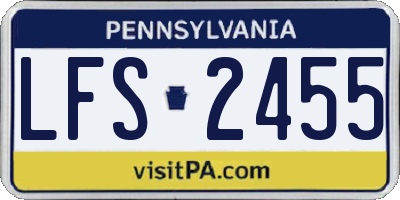 PA license plate LFS2455