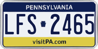 PA license plate LFS2465