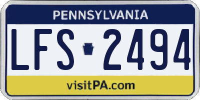 PA license plate LFS2494
