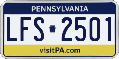 PA license plate LFS2501