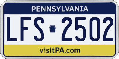 PA license plate LFS2502