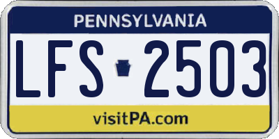 PA license plate LFS2503