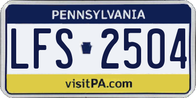 PA license plate LFS2504