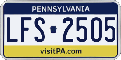 PA license plate LFS2505