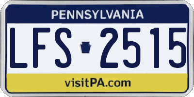 PA license plate LFS2515