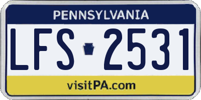 PA license plate LFS2531