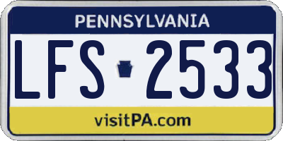 PA license plate LFS2533