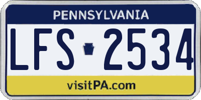 PA license plate LFS2534