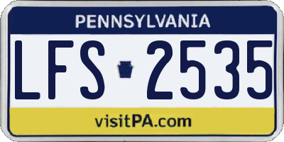 PA license plate LFS2535