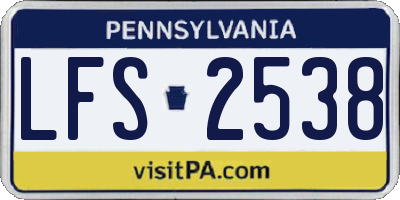 PA license plate LFS2538