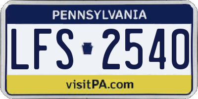 PA license plate LFS2540