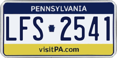 PA license plate LFS2541