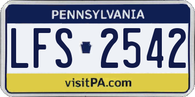 PA license plate LFS2542