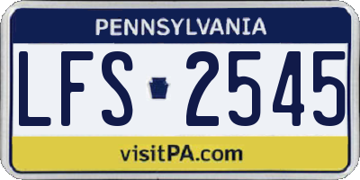 PA license plate LFS2545