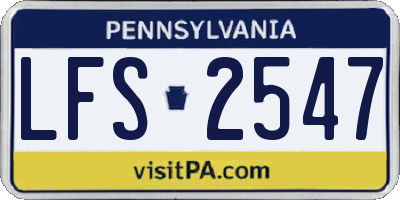 PA license plate LFS2547