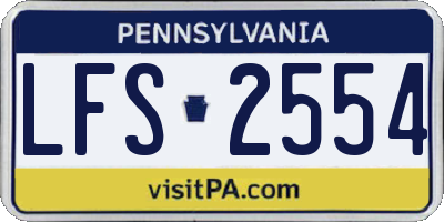 PA license plate LFS2554