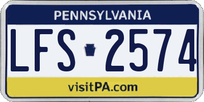 PA license plate LFS2574