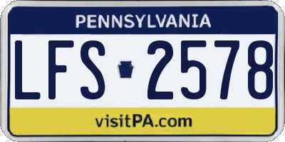 PA license plate LFS2578