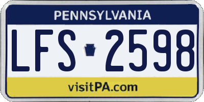 PA license plate LFS2598