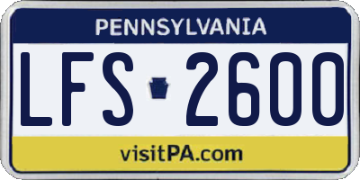 PA license plate LFS2600