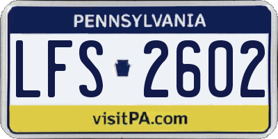 PA license plate LFS2602