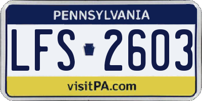 PA license plate LFS2603