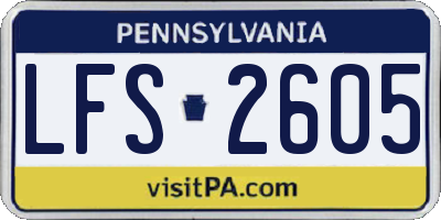 PA license plate LFS2605