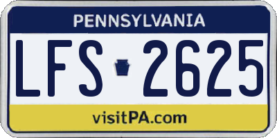 PA license plate LFS2625