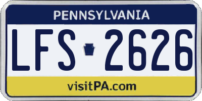PA license plate LFS2626