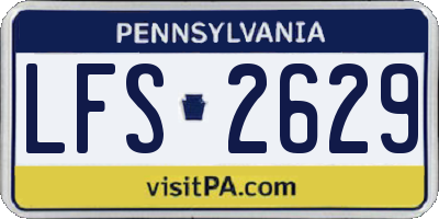 PA license plate LFS2629